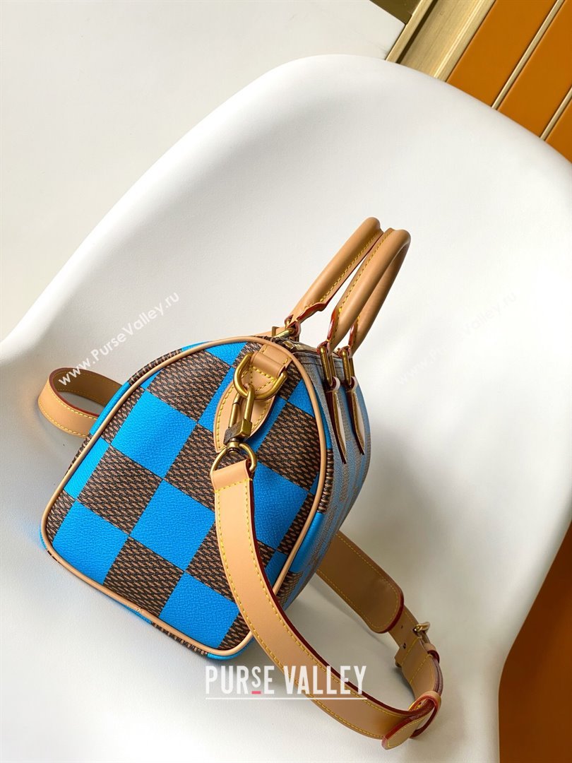 Louis Vuitton Speedy 25 Bandouliere Damier Pop in Damier Pop Coated Canvas N40585 Blue 2024 (K-24072504)