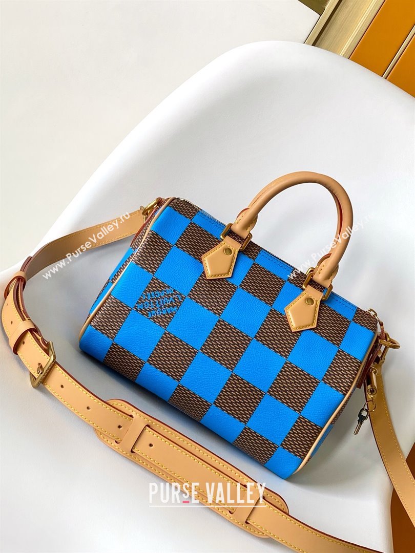 Louis Vuitton Speedy 25 Bandouliere Damier Pop in Damier Pop Coated Canvas N40585 Blue 2024 (K-24072504)