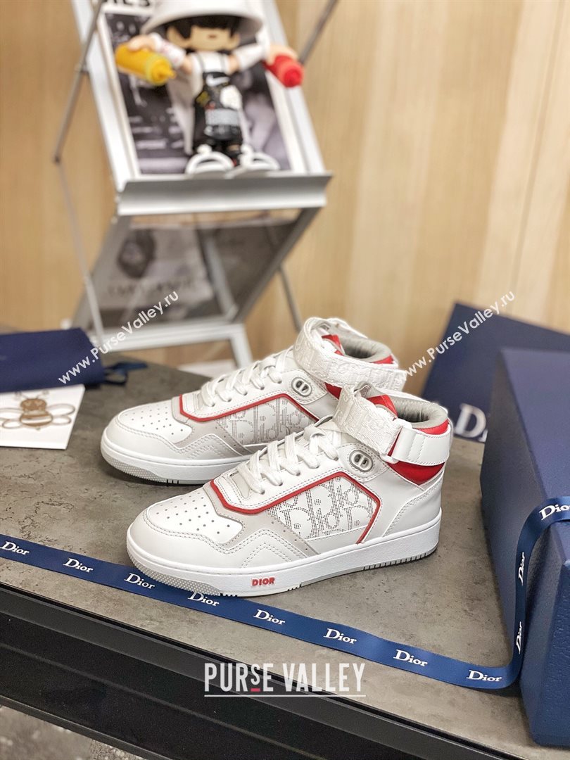 Dior B27 High-Top Sneakers in White and Red Calfskin 2020 (For Women and Men) (MD-20120342)