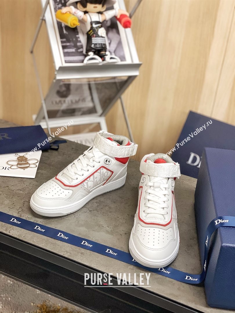 Dior B27 High-Top Sneakers in White and Red Calfskin 2020 (For Women and Men) (MD-20120342)