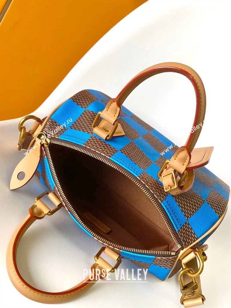 Louis Vuitton Speedy 25 Bandouliere Damier Pop in Damier Pop Coated Canvas N40585 Blue 2024 (K-24072504)