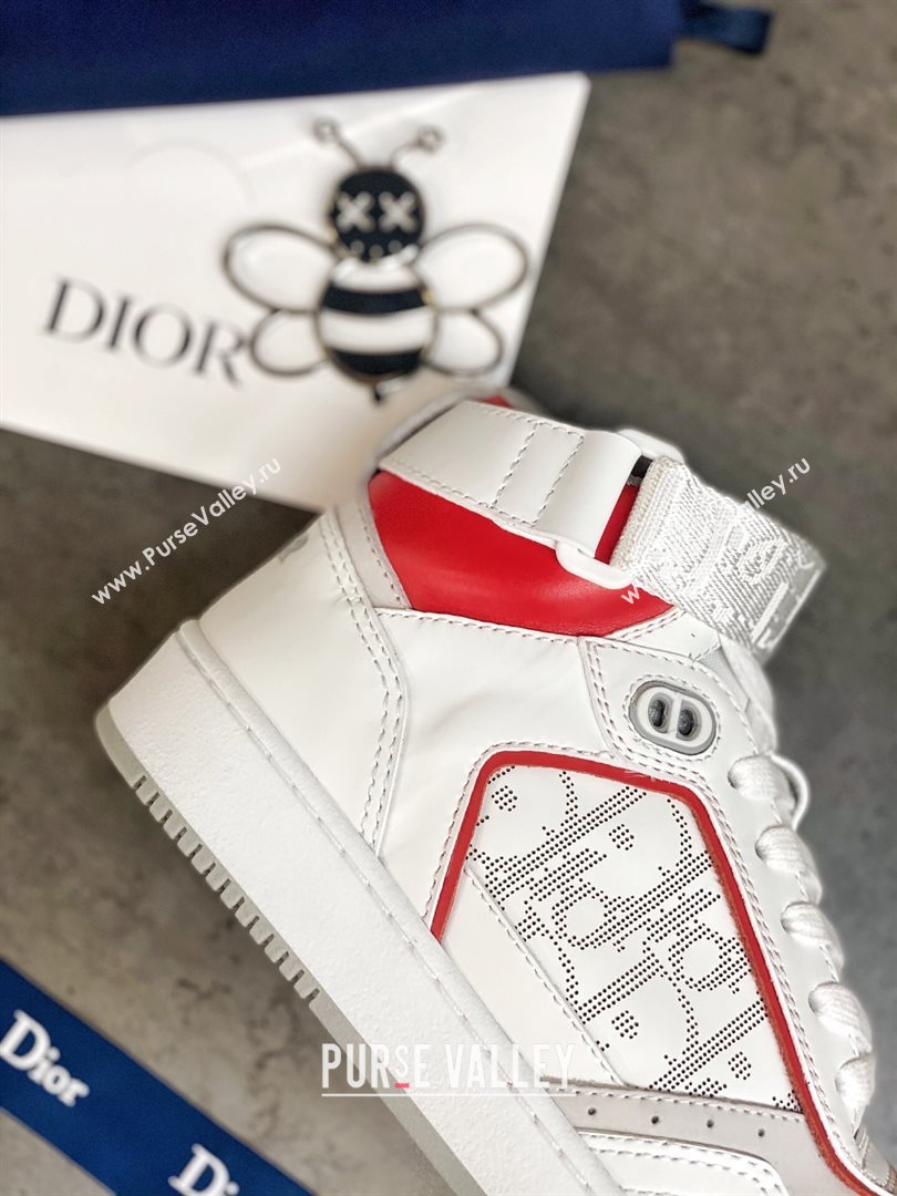 Dior B27 High-Top Sneakers in White and Red Calfskin 2020 (For Women and Men) (MD-20120342)