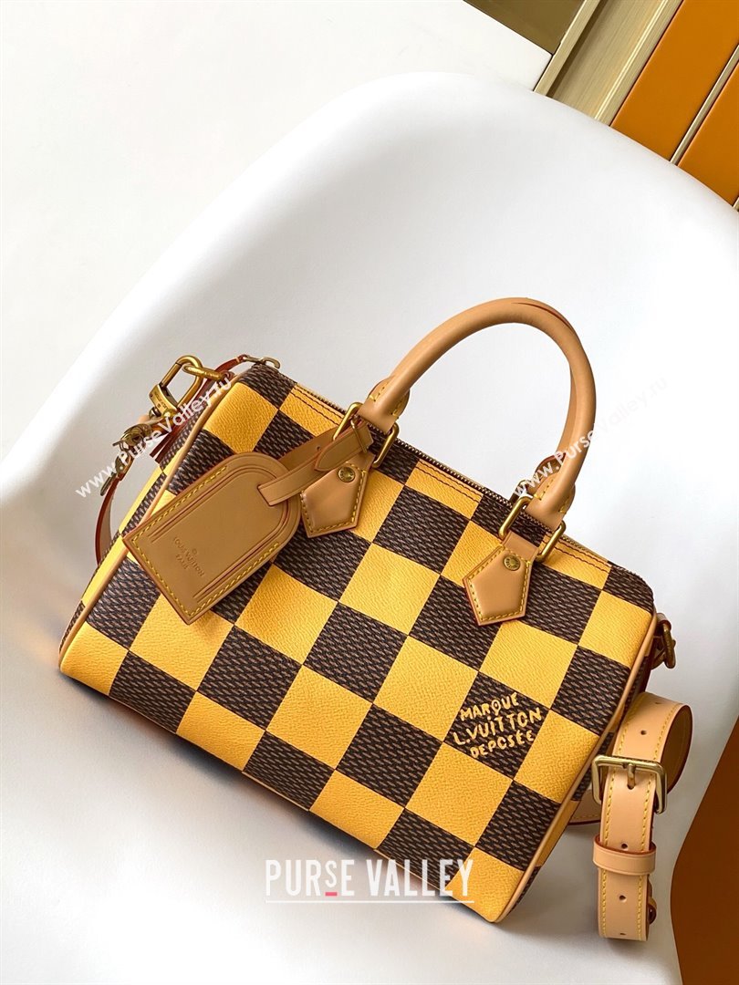 Louis Vuitton Speedy 25 Bandouliere Damier Pop in Damier Pop Coated Canvas N40584 Yellow 2024 (K-24072505)