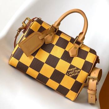 Louis Vuitton Speedy 25 Bandouliere Damier Pop in Damier Pop Coated Canvas N40584 Yellow 2024 (K-24072505)