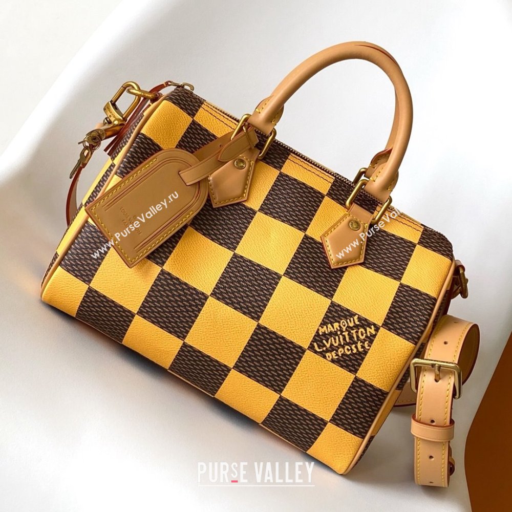 Louis Vuitton Speedy 25 Bandouliere Damier Pop in Damier Pop Coated Canvas N40584 Yellow 2024 (K-24072505)