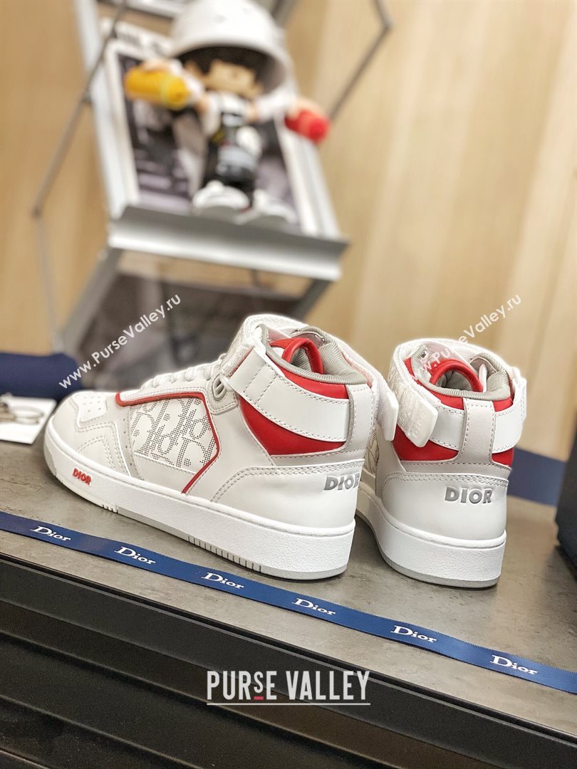 Dior B27 High-Top Sneakers in White and Red Calfskin 2020 (For Women and Men) (MD-20120342)