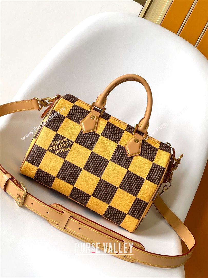 Louis Vuitton Speedy 25 Bandouliere Damier Pop in Damier Pop Coated Canvas N40584 Yellow 2024 (K-24072505)