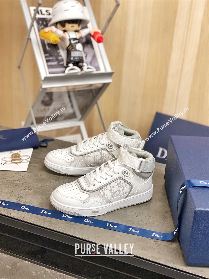Dior B27 High-Top Sneakers in White and Grey Calfskin 2020 (For Women and Men) (MD-20120341)
