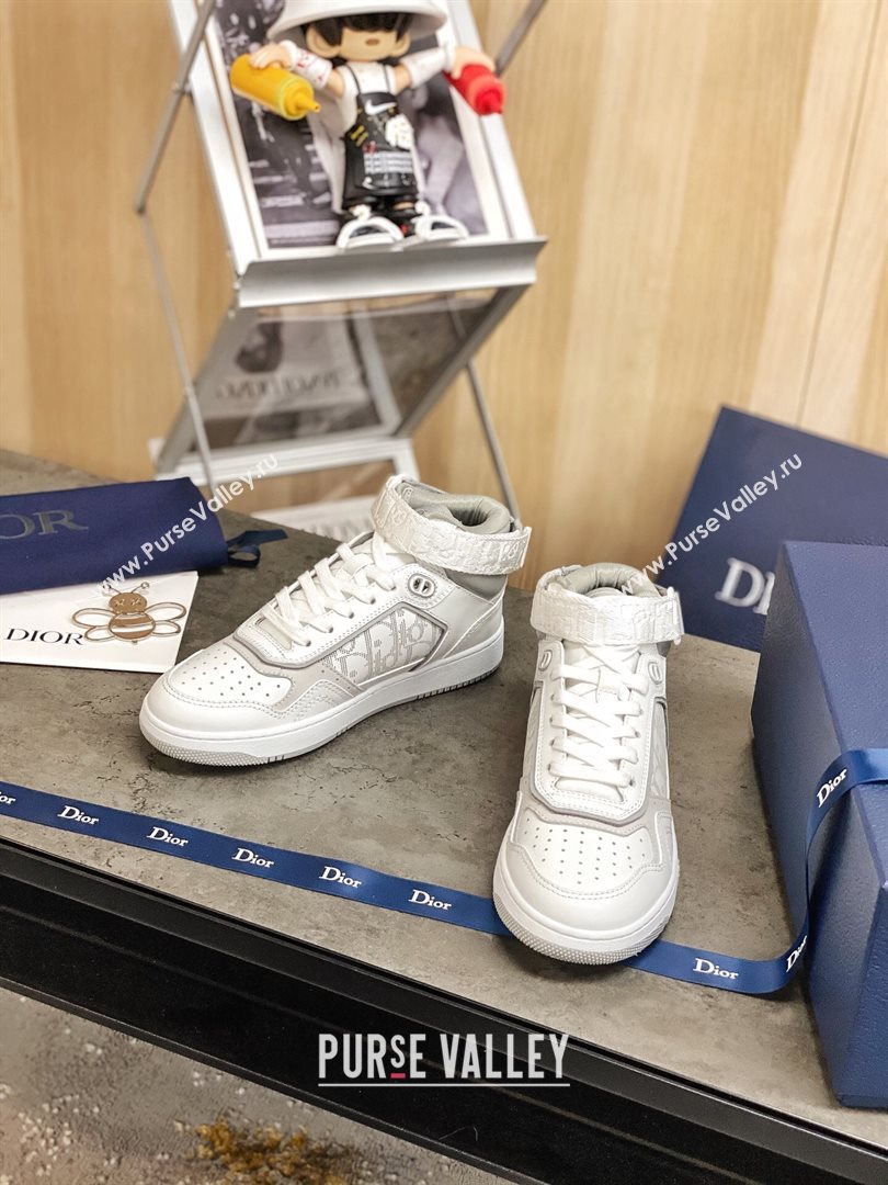 Dior B27 High-Top Sneakers in White and Grey Calfskin 2020 (For Women and Men) (MD-20120341)