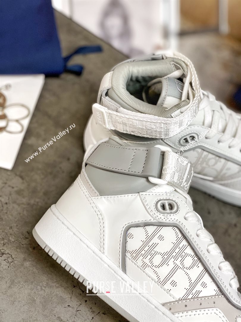 Dior B27 High-Top Sneakers in White and Grey Calfskin 2020 (For Women and Men) (MD-20120341)