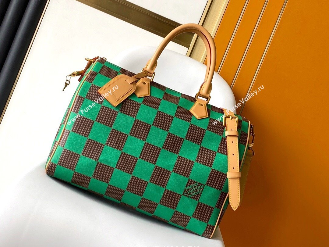 Louis Vuitton Speedy 40 Bandouliere Damier Pop in Damier Pop Coated Canvas N40579 Green 2024 (K-24072507)