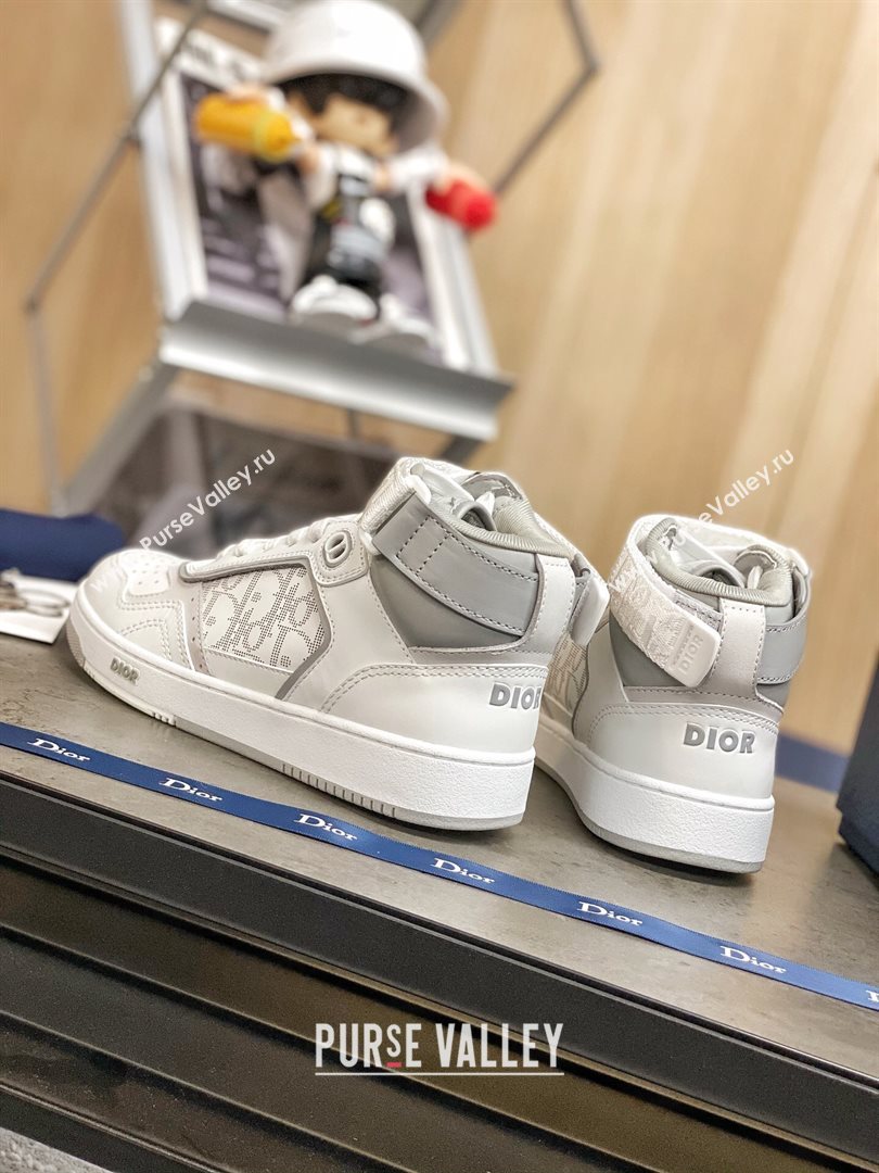 Dior B27 High-Top Sneakers in White and Grey Calfskin 2020 (For Women and Men) (MD-20120341)