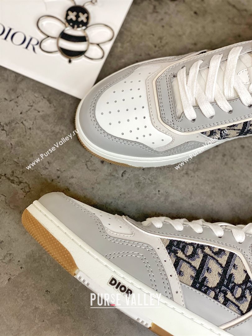 Dior B27 High-Top Sneakers in Grey Calfskin and Black Oblique Jacquard 2020 (For Women and Men) (MD-20120343)