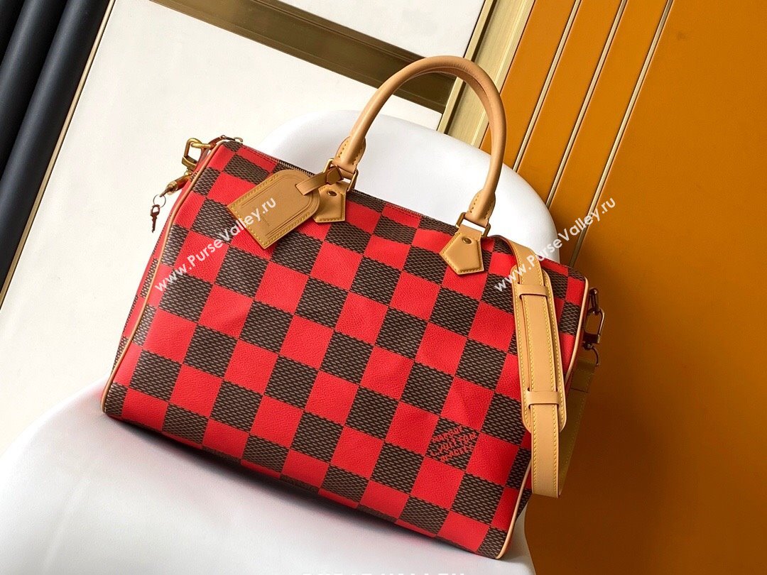 Louis Vuitton Speedy 40 Bandouliere Damier Pop in Damier Pop Coated Canvas N40580 Red 2024 (K-24072306)