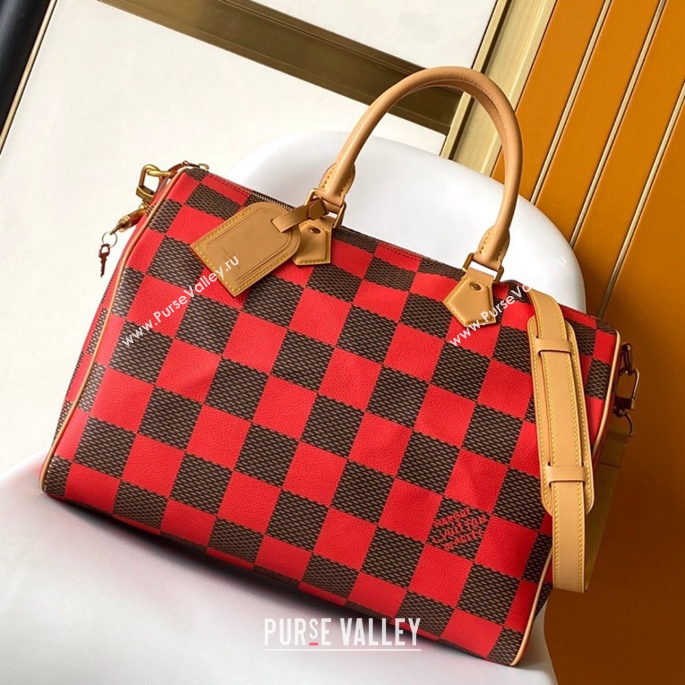 Louis Vuitton Speedy 40 Bandouliere Damier Pop in Damier Pop Coated Canvas N40580 Red 2024 (K-24072306)