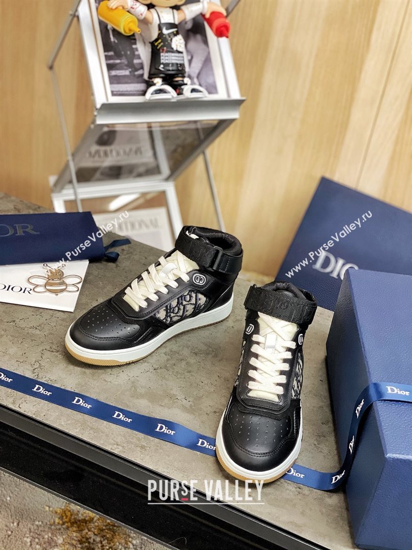 Dior B27 High-Top Sneakers in Black Calfskin and Oblique Jacquard 2020 (For Women and Men) (MD-20120344)