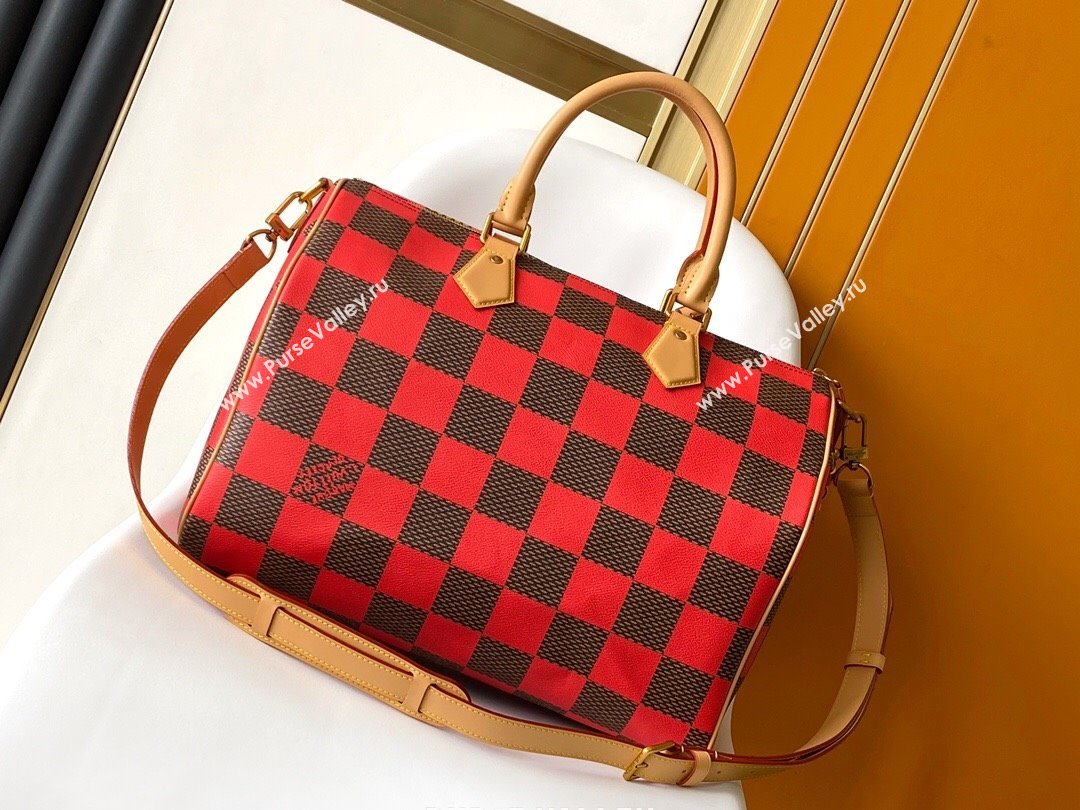 Louis Vuitton Speedy 40 Bandouliere Damier Pop in Damier Pop Coated Canvas N40580 Red 2024 (K-24072306)