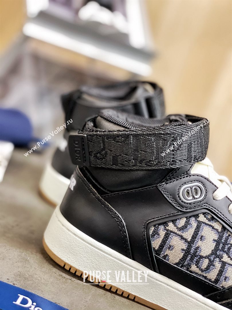 Dior B27 High-Top Sneakers in Black Calfskin and Oblique Jacquard 2020 (For Women and Men) (MD-20120344)