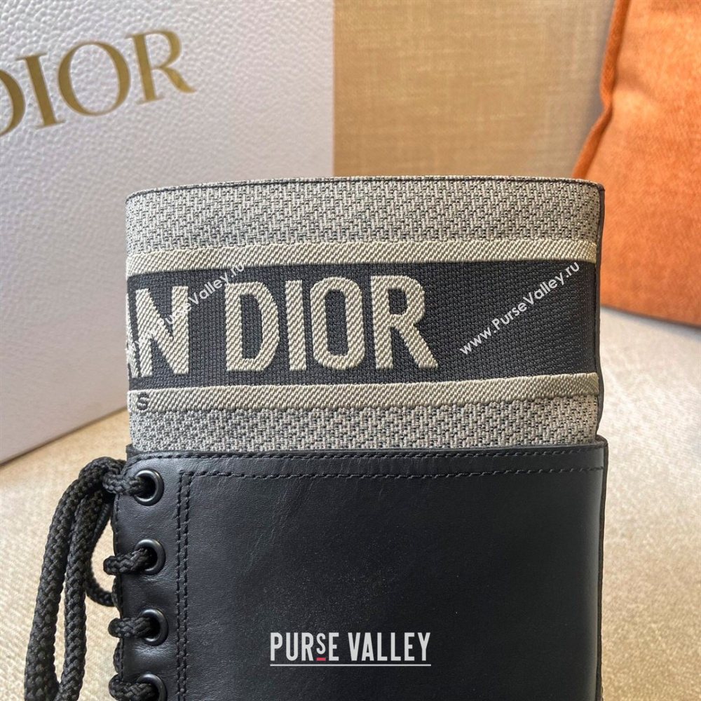 Dior D-Major Short Boots in Black Calfskin and Taupe Technical Fabric 2020 (MD-20111206)