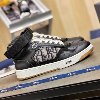 Dior B27 High-Top Sneakers in Black Calfskin and Oblique Jacquard 2020 (For Women and Men) (MD-20120344)
