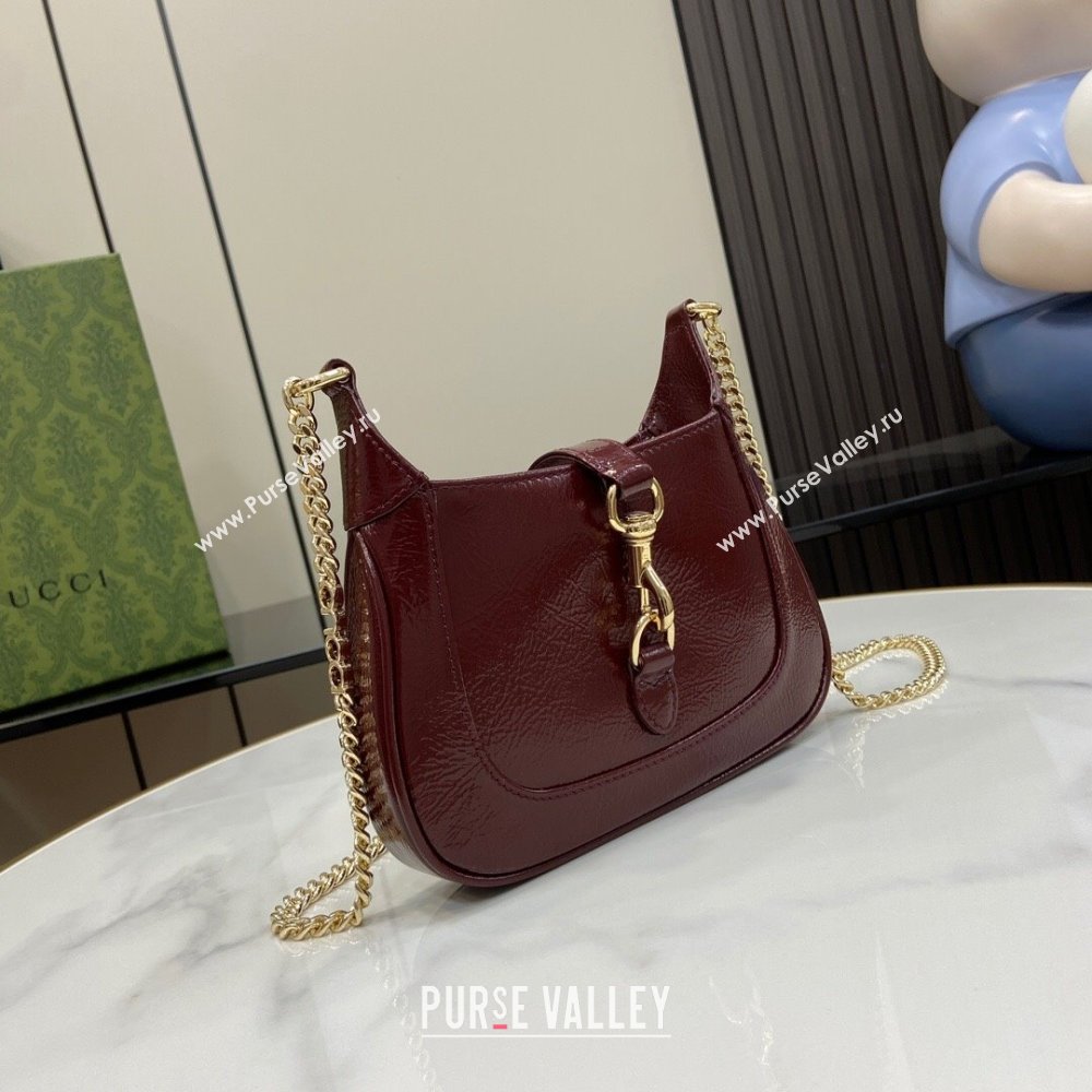 Gucci Jackie Notte Mini Bag in Patent Leather ‎782889 Burgundy 2024 (XLU-24041112)
