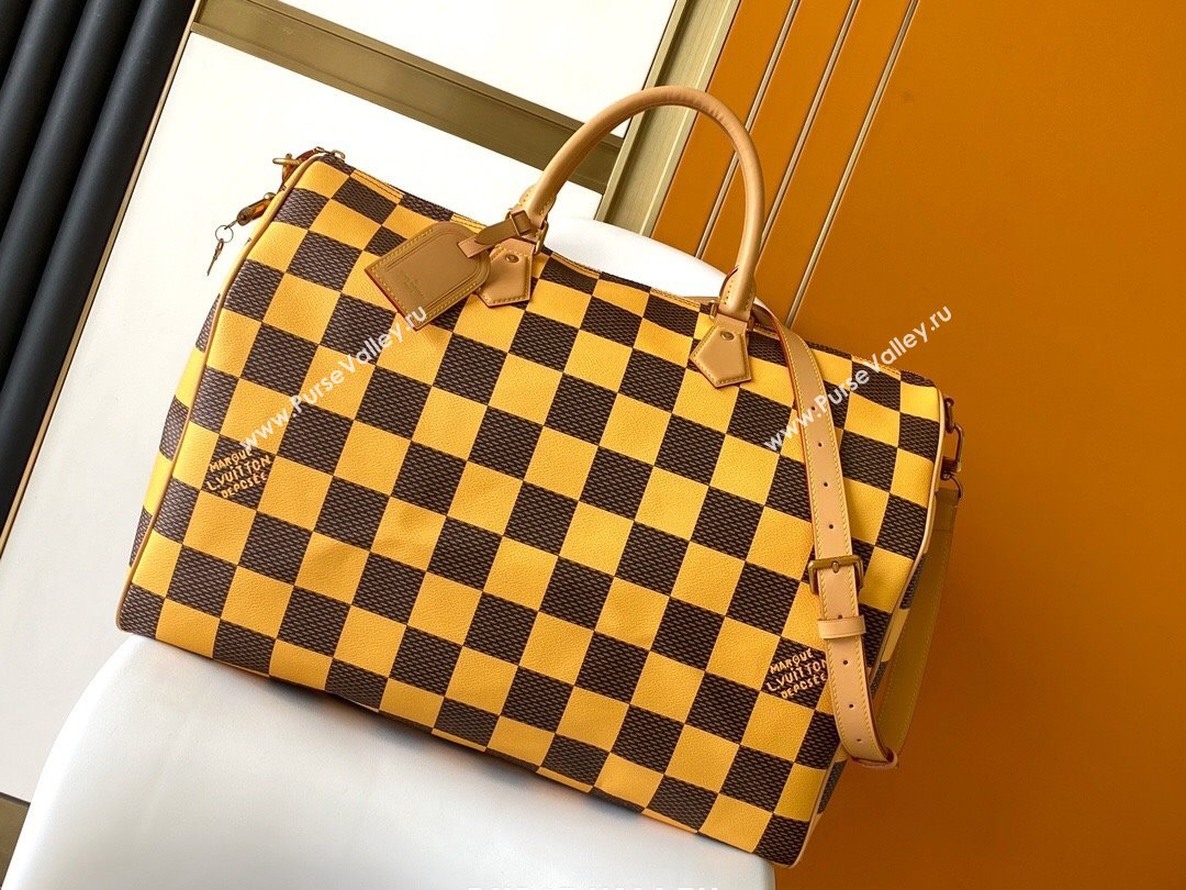 Louis Vuitton Speedy 40 Bandouliere Damier Pop in Damier Pop Coated Canvas N40578 Yellow 2024 (K-24072508)