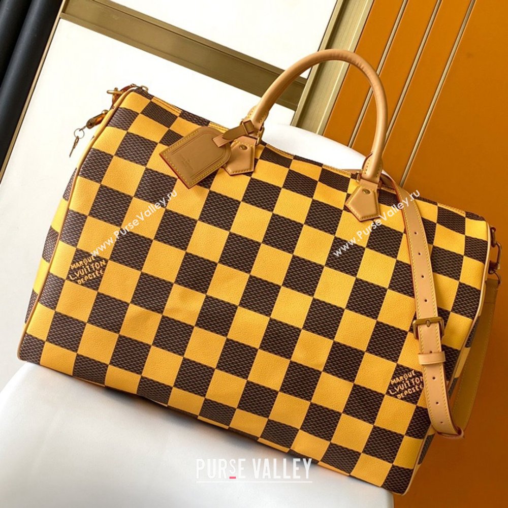 Louis Vuitton Speedy 40 Bandouliere Damier Pop in Damier Pop Coated Canvas N40578 Yellow 2024 (K-24072508)