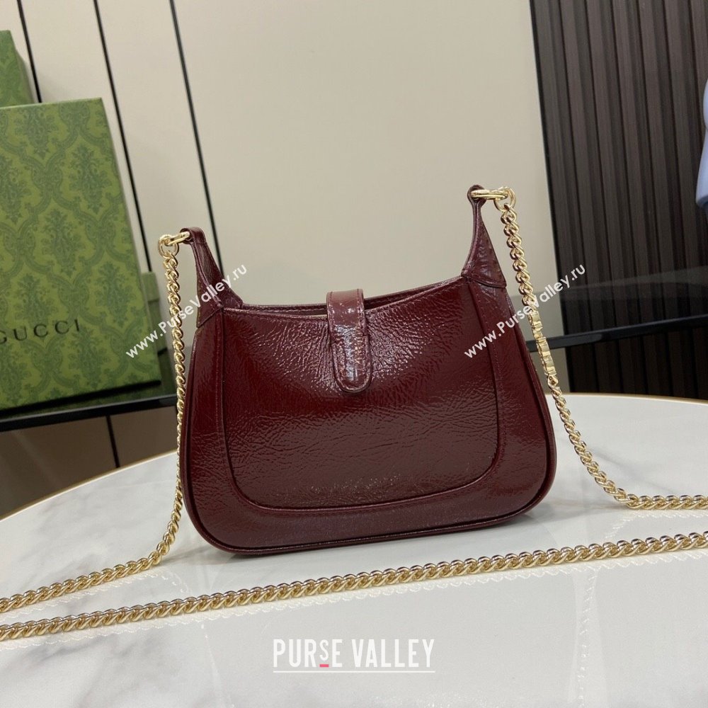 Gucci Jackie Notte Mini Bag in Patent Leather ‎782889 Burgundy 2024 (XLU-24041112)
