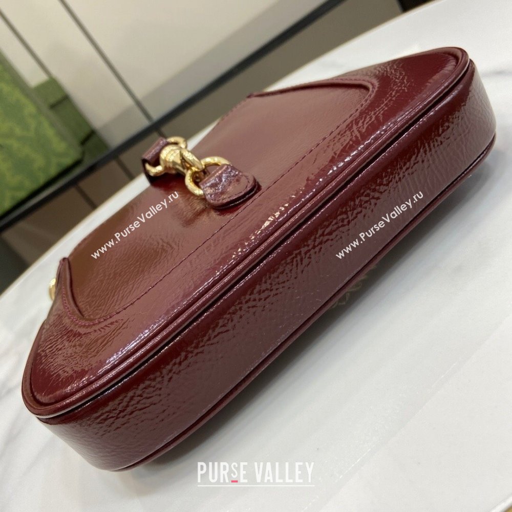 Gucci Jackie Notte Mini Bag in Patent Leather ‎782889 Burgundy 2024 (XLU-24041112)