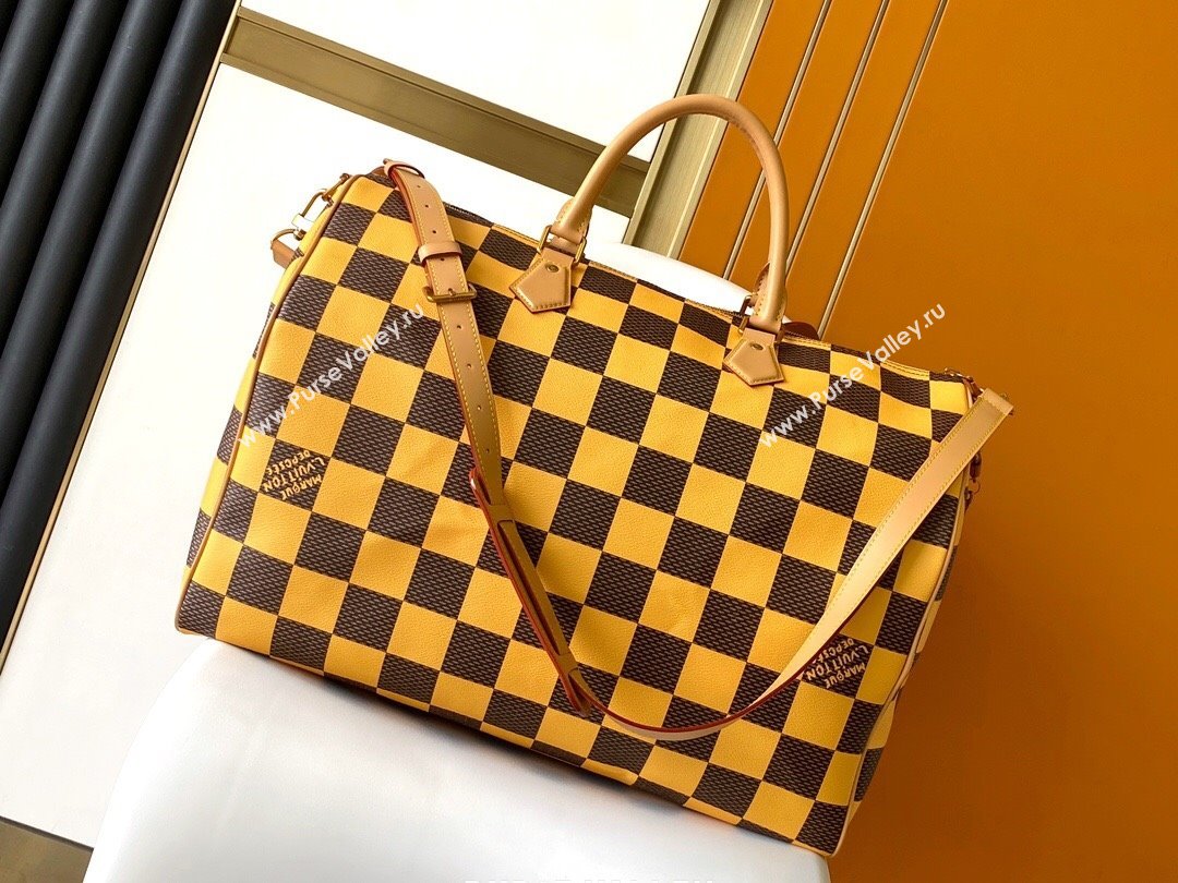 Louis Vuitton Speedy 40 Bandouliere Damier Pop in Damier Pop Coated Canvas N40578 Yellow 2024 (K-24072508)