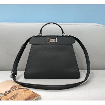 Fendi Peekaboo ISeeU Small Selleria Bag in Grained Calfskin Dark Grey 2021 (CL-21090632)