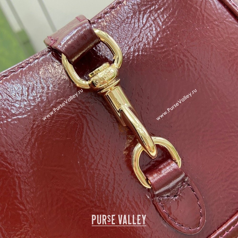 Gucci Jackie Notte Mini Bag in Patent Leather ‎782889 Burgundy 2024 (XLU-24041112)