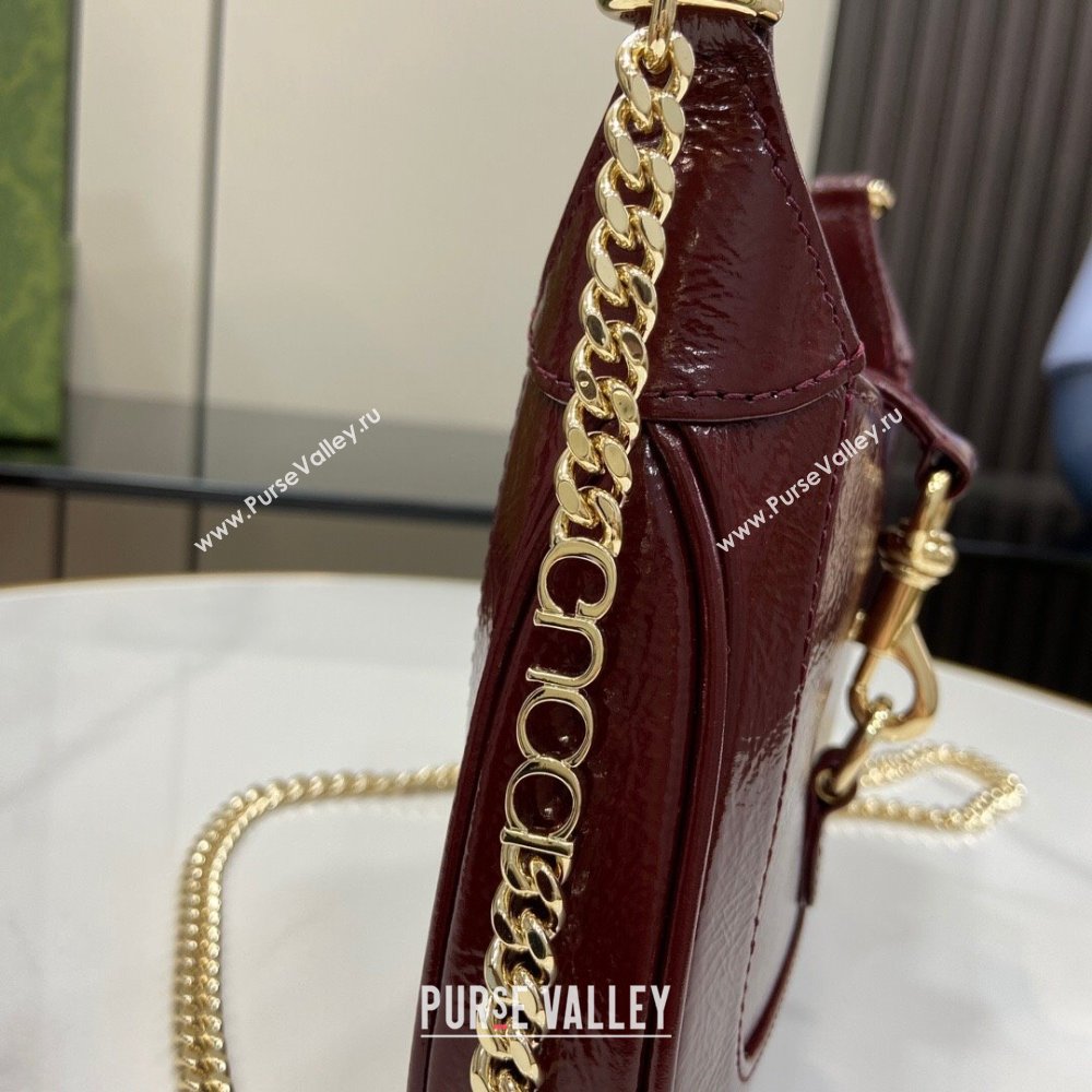 Gucci Jackie Notte Mini Bag in Patent Leather ‎782889 Burgundy 2024 (XLU-24041112)