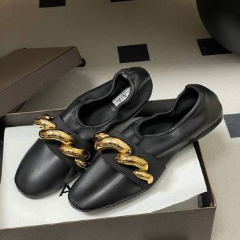 Alaia Jewel Slippers Flat in Leather Black 2026 AL020705 (MD-260207068)