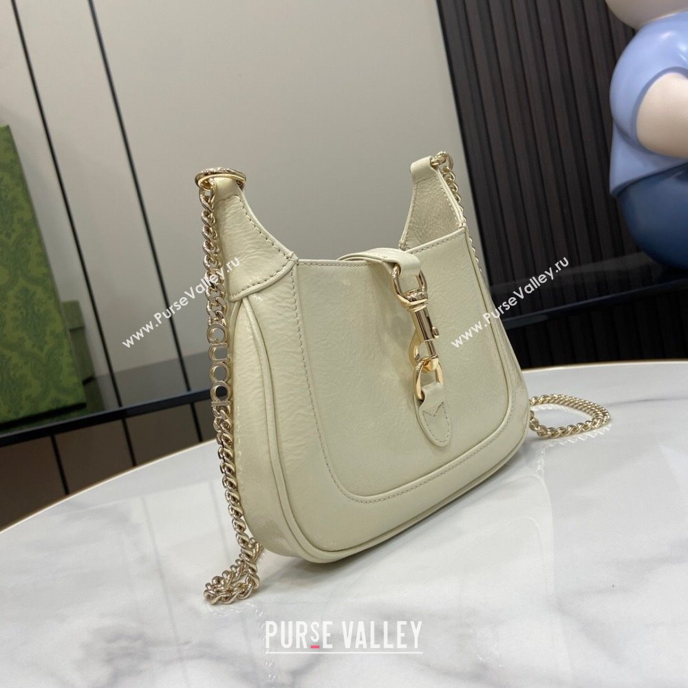 Gucci Jackie Notte Mini Bag in Patent Leather ‎782889 Ivory 2024 (XLU-24041113)