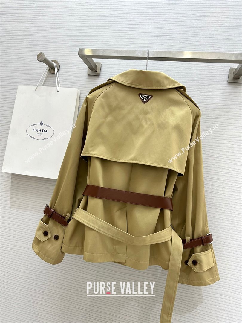 Prada Short Trench Coat with Belt P91911 Khaki 2024 (Q-24091911)