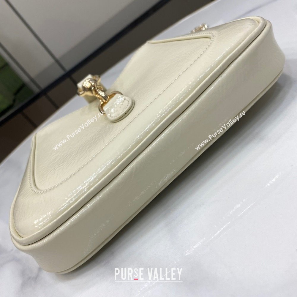 Gucci Jackie Notte Mini Bag in Patent Leather ‎782889 Ivory 2024 (XLU-24041113)
