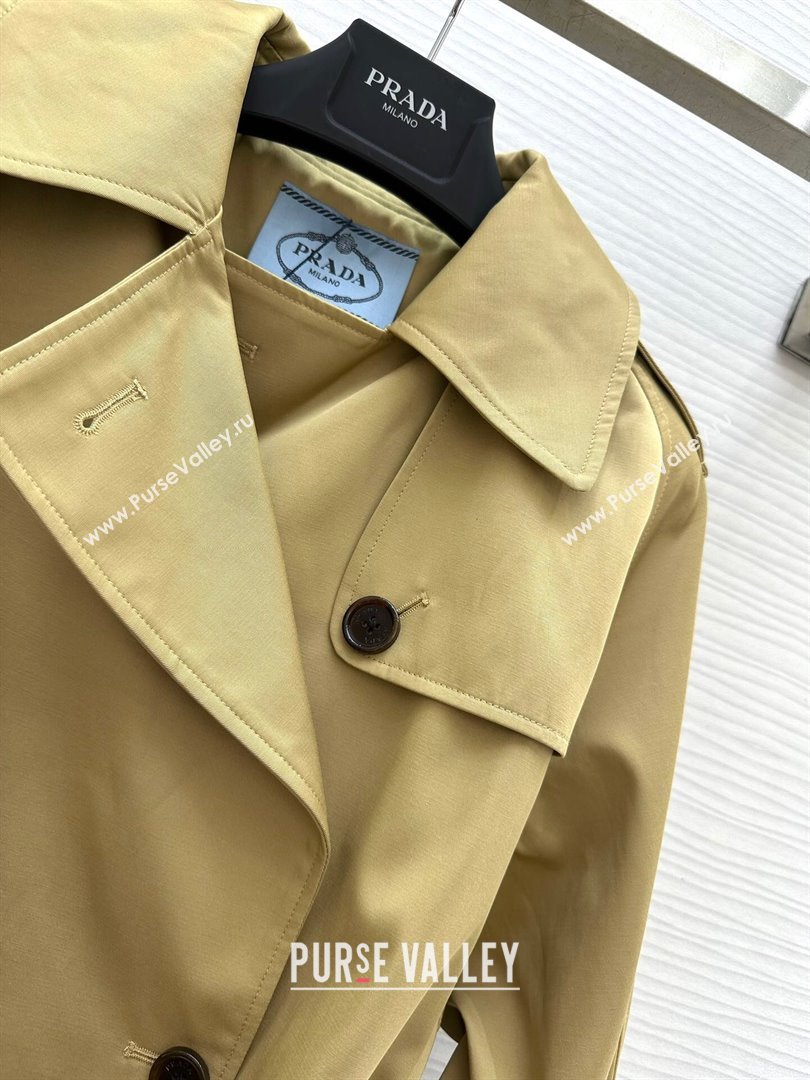 Prada Short Trench Coat with Belt P91911 Khaki 2024 (Q-24091911)