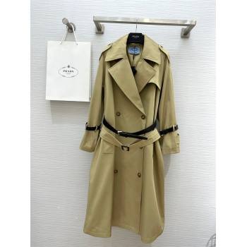 Prada Long Trench Coat with Belt P91912 Khaki 2024 (Q-24091912)