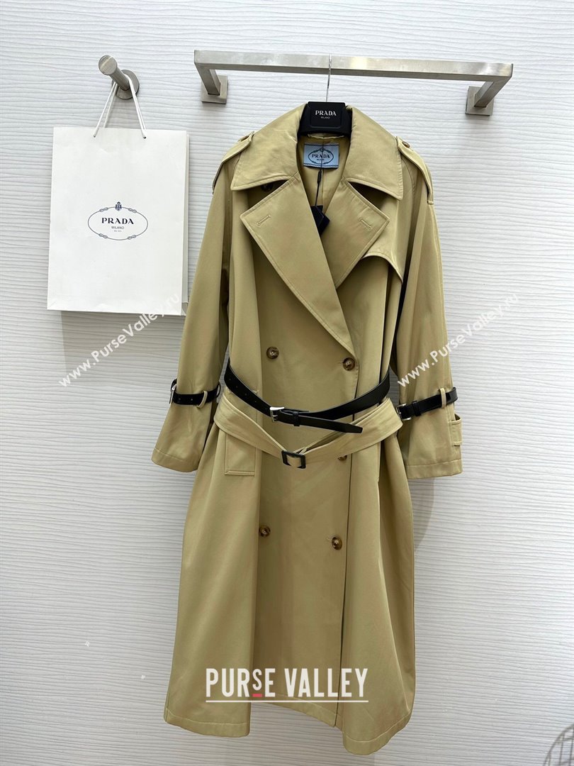 Prada Long Trench Coat with Belt P91912 Khaki 2024 (Q-24091912)