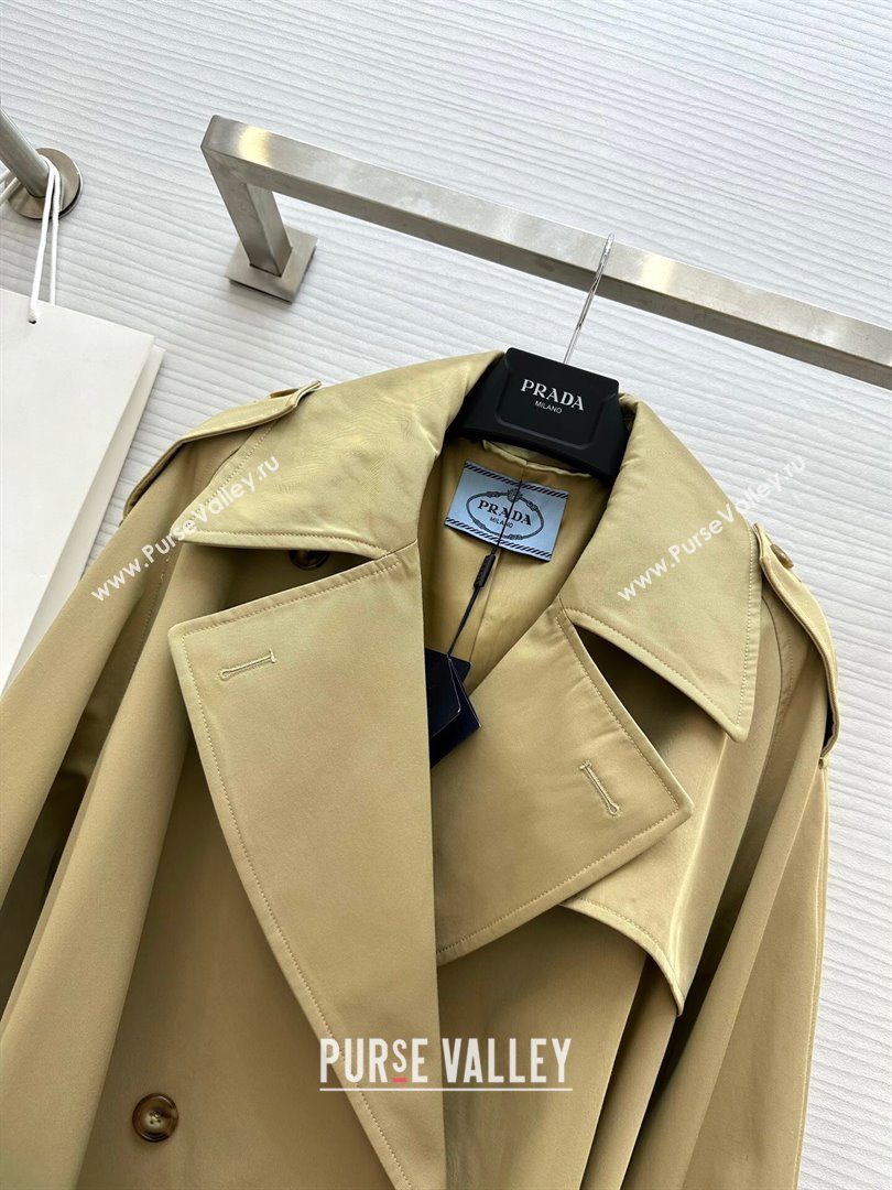 Prada Long Trench Coat with Belt P91912 Khaki 2024 (Q-24091912)