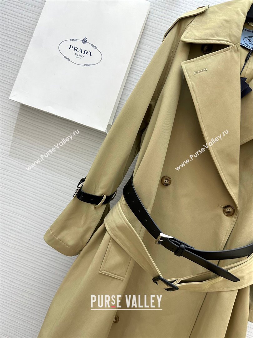 Prada Long Trench Coat with Belt P91912 Khaki 2024 (Q-24091912)