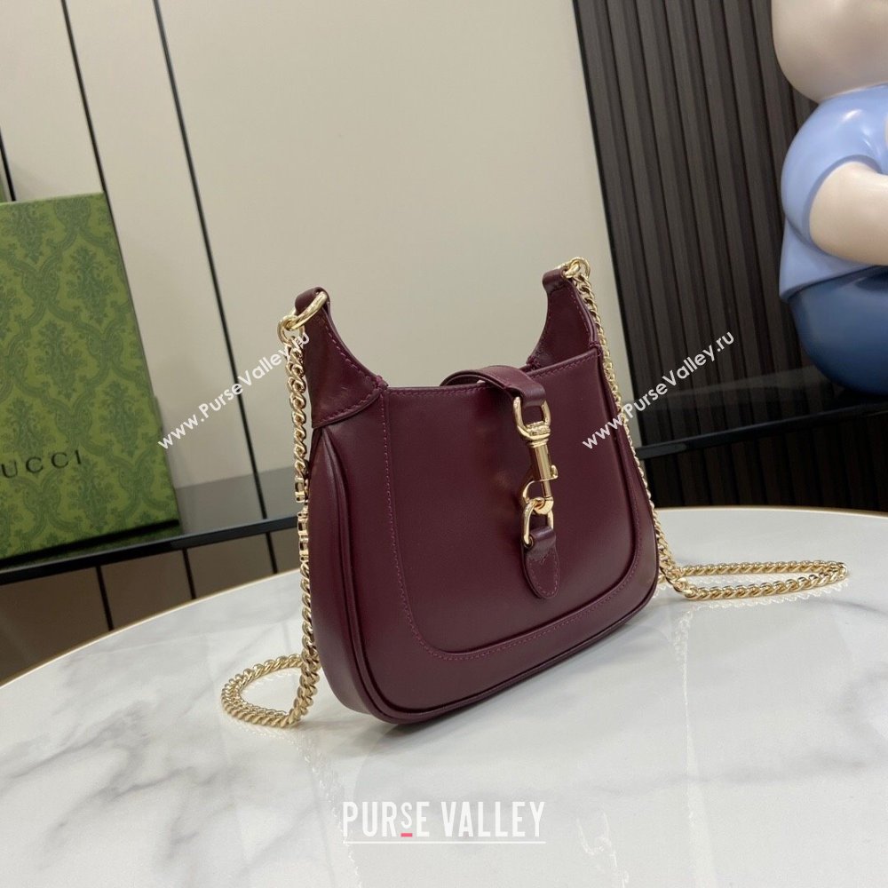 Gucci Jackie Notte Mini Bag in Smooth Leather ‎782889 Burgundy 2024 (XLU-24041114)