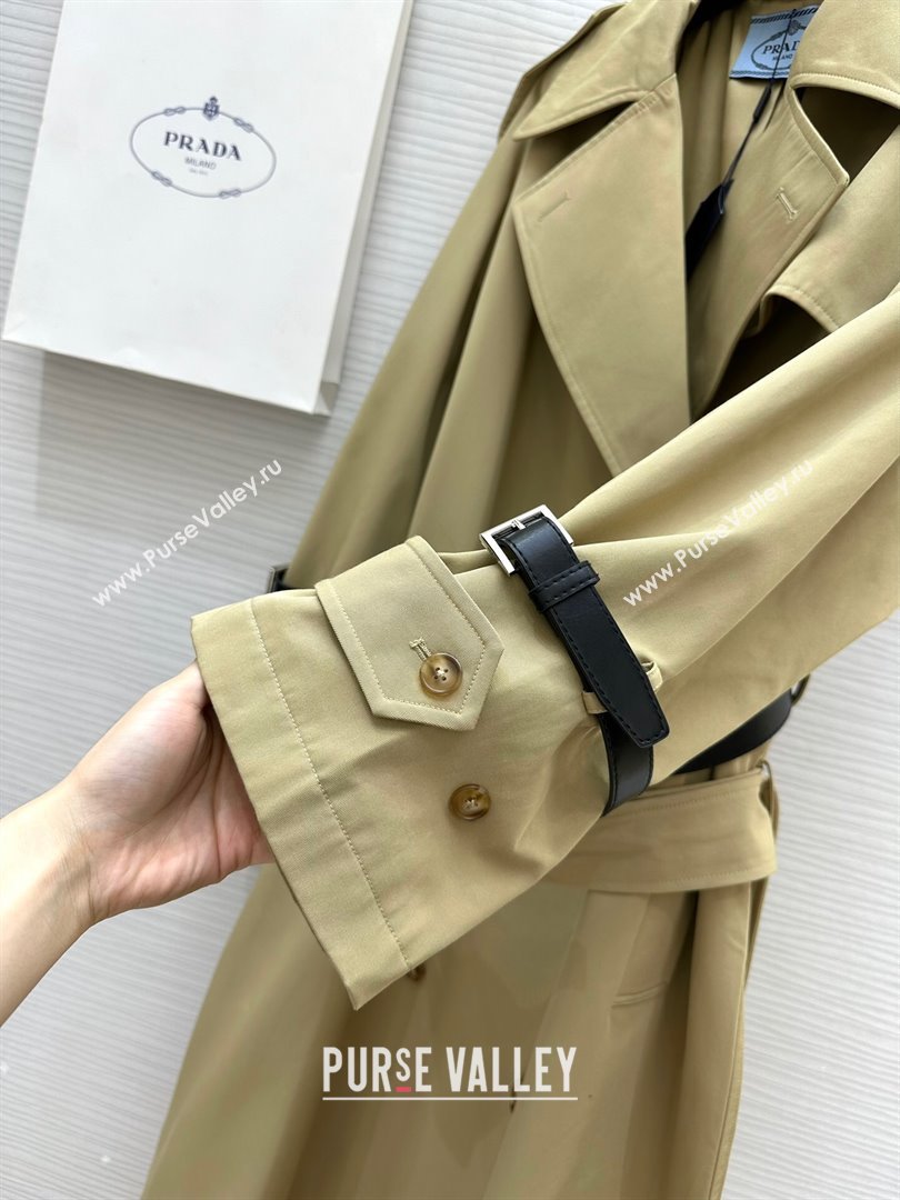 Prada Long Trench Coat with Belt P91912 Khaki 2024 (Q-24091912)