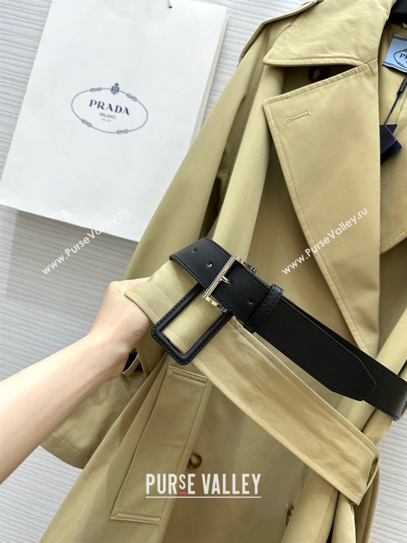 Prada Long Trench Coat with Belt P91912 Khaki 2024 (Q-24091912)