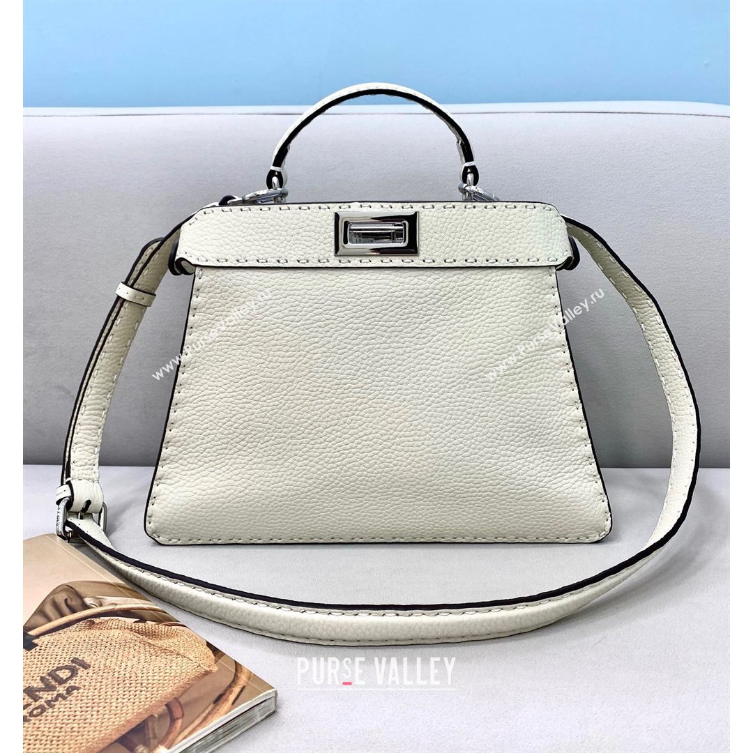 Fendi Peekaboo ISeeU Small Selleria Bag in Grained Calfskin White 2021 (CL-21090636)