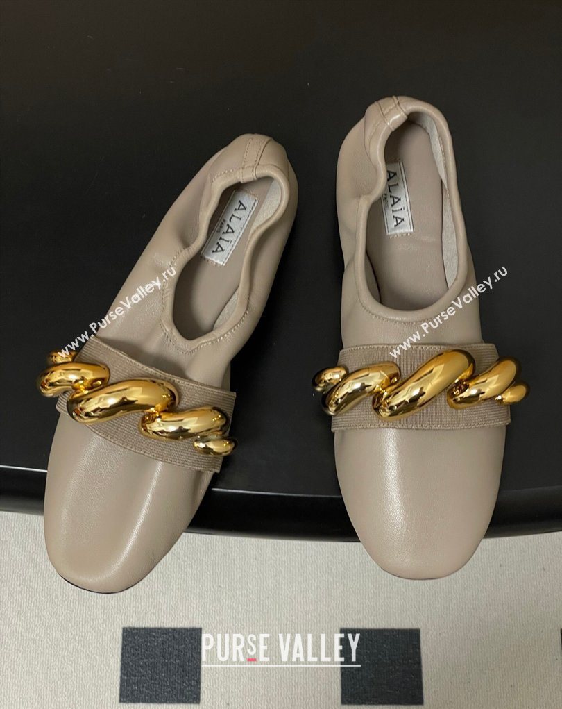 Alaia Jewel Slippers Flat in Leather Grey 2026 AL020705 (MD-260207070)