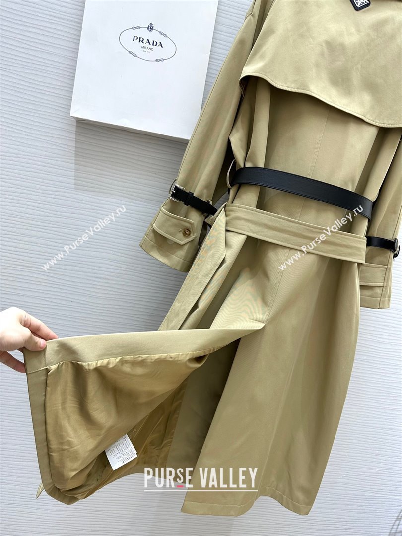 Prada Long Trench Coat with Belt P91912 Khaki 2024 (Q-24091912)