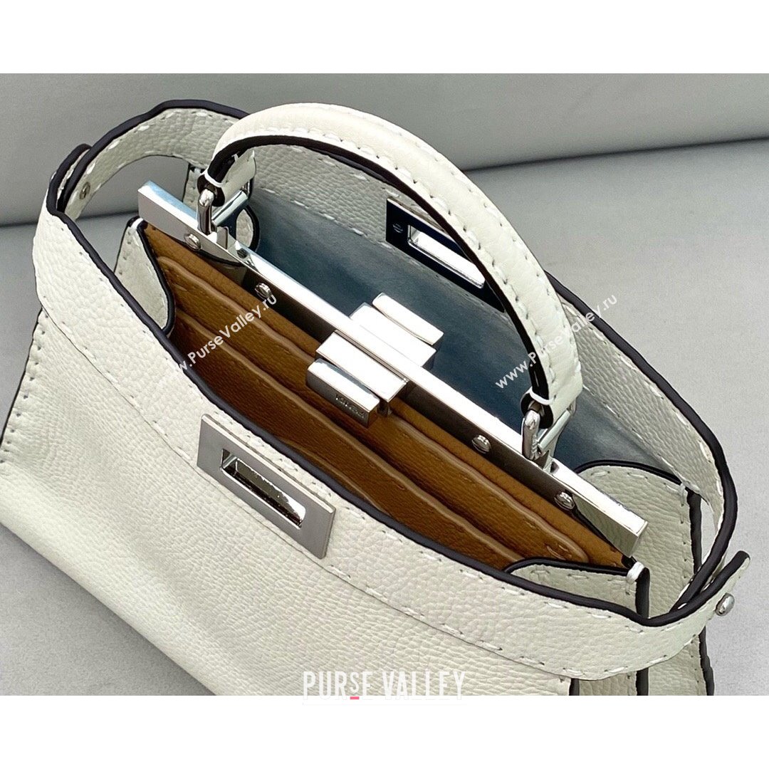 Fendi Peekaboo ISeeU Small Selleria Bag in Grained Calfskin White 2021 (CL-21090636)