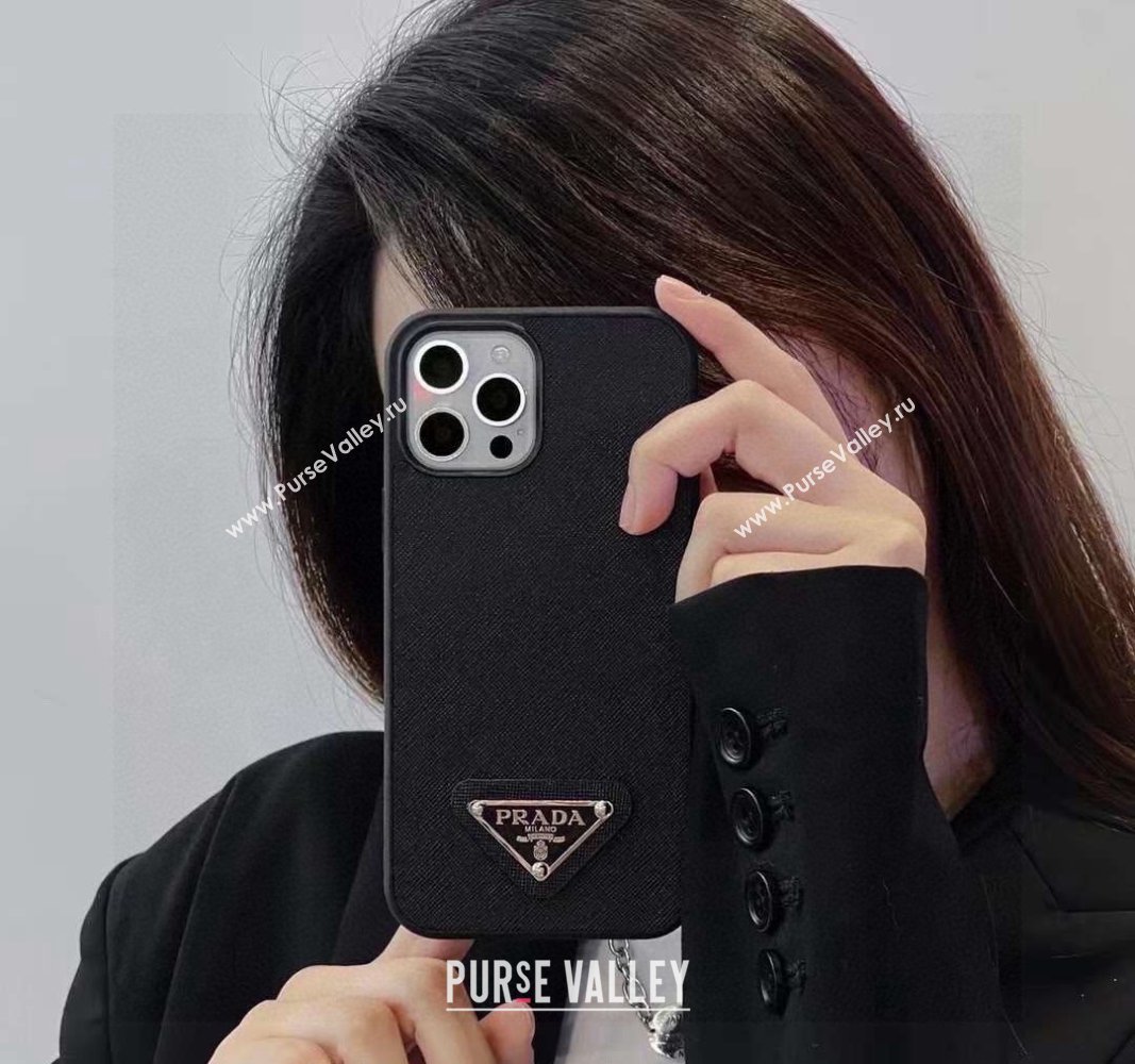 Prada Saffiano iPhone Case Black 2024 0727015 (A-240727030)